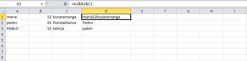 concatenar texto en excel